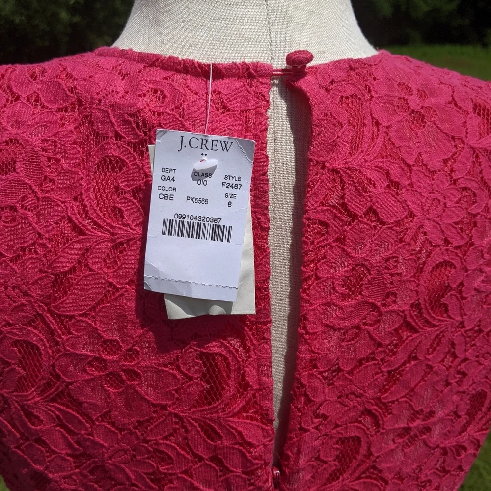 NWT J Crew Factory hot pink lace sleeveless dress